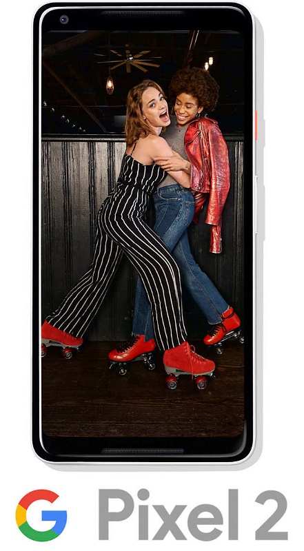 Two women in red roller skates on an iPhone for Google Pixel 2