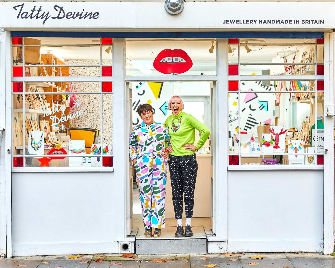 Colorful portrait of Tatty Devine owners Rosie Wolfenden and Harriet Vine